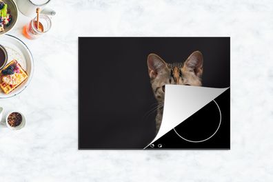 Herdabdeckplatte - 70x52 cm - Katze - Schwarz - Porträt