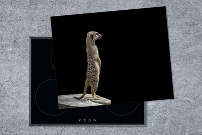 Herdabdeckplatte - 65x52 cm - Erdmännchen - Wilde Tiere - Schwarz