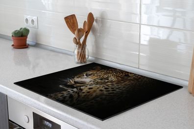 Herdabdeckplatte - 75x52 cm - Leopard - Wilde Tiere - Licht