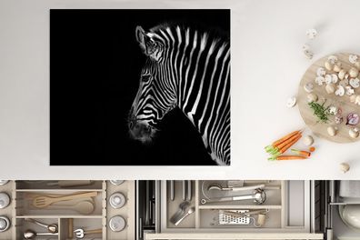 Herdabdeckplatte - 60x52 cm - Zebra - Wilde Tiere - Schwarz