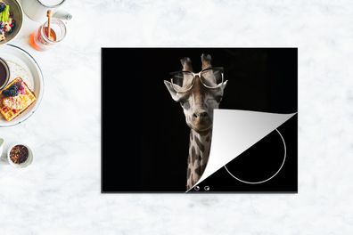 Herdabdeckplatte - 70x52 cm - Giraffe - Brille - Schwarz