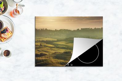Herdabdeckplatte - 70x52 cm - Toskana - Landschaft - Sonne