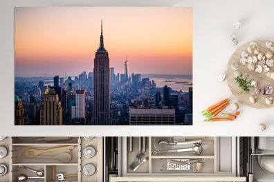 Herdabdeckplatte - 78x52 cm - Skyline mit dem Empire State Building in New York