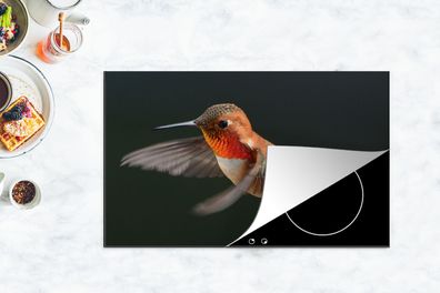 Herdabdeckplatte - 85x52 cm - Kolibri - Federn - Schwarz