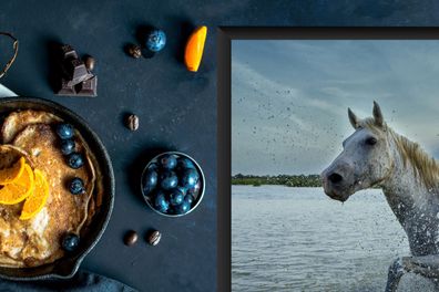 Herdabdeckplatte - 75x52 cm - Pferd - Wasser - Tropfen