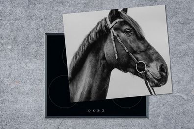 Herdabdeckplatte - 75x52 cm - Pferd - Halfter - Porträt