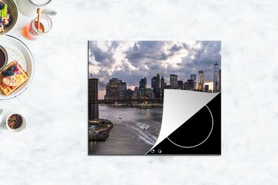 Herdabdeckplatte - 60x52 cm - New York - Brooklyn Bridge - Manhattan