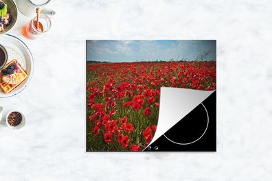 Herdabdeckplatte - 75x52 cm - Eine Wiese voller Mohnblumen