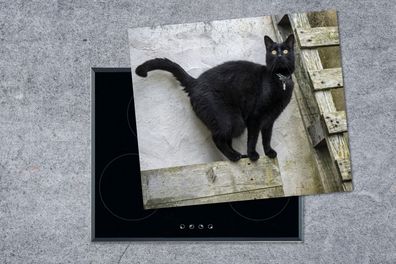 Herdabdeckplatte - 75x52 cm - Katze - Schwarz - Palette