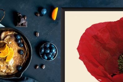 Herdabdeckplatte - 75x52 cm - Nahaufnahme einer roten Mohnblume