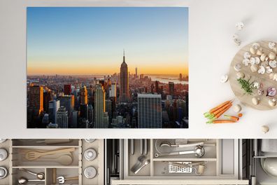 Herdabdeckplatte - 70x52 cm - New York - Skyline - Sonnenuntergang