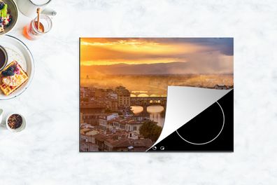 Herdabdeckplatte - 70x52 cm - Italien - Nebel - Sonnenaufgang - Florenz