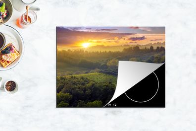Herdabdeckplatte - 70x52 cm - Toskana - Landschaft - Sonne