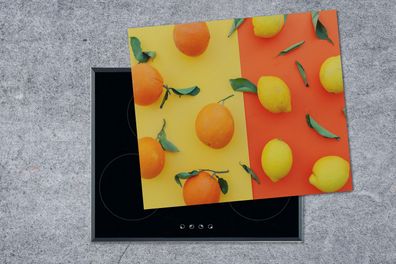 Herdabdeckplatte - 75x52 cm - Zitrone - Orange - Gelb