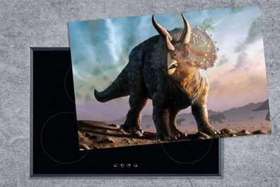 Herdabdeckplatte - 78x52 cm - Dino - Geschichte - Triceratops