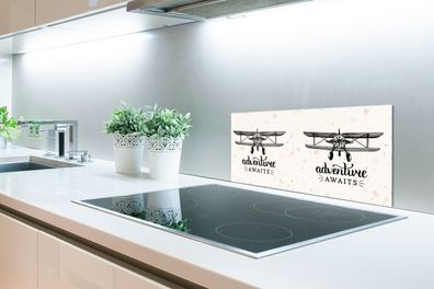 Spritzschutz Küche - 60x30 cm - Sprichwörter - Zitate - Das Abenteuer wartet - Reisen