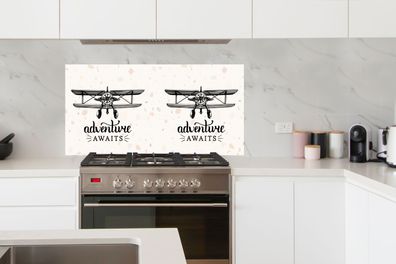 Spritzschutz Küche - 120x60 cm - Sprichwörter - Zitate - Das Abenteuer wartet - Reise