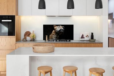 Spritzschutz Küche - 120x60 cm - Leopard - Schwarz - Farbton (Gr. 120x60 cm)