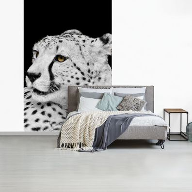 Fototapete - 170x260 cm - Leopard - Weiß - Schwarz (Gr. 170x260 cm)
