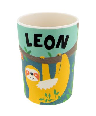 Bunter personalisierter Namens Kinderbecher mit Namen Leon