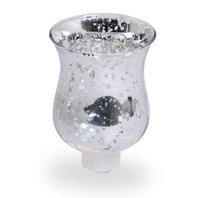 Teelichthalter 4er Set gesprenkelt 9cm aus Glas silber