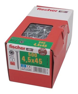 500x fischer Spanplattenschrauben 4,5x45 PZ2 Holzschrauben verzinkt Vollgewinde