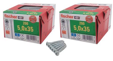 Fischer Holzverbinderschraube 400 Stück 5,0x35mm TX20 Ankerschraube Kammschraube