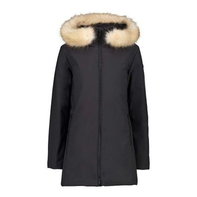CMP Damen Softshell Long Parka Coat Synthetic Fur 31K2926 schwarz