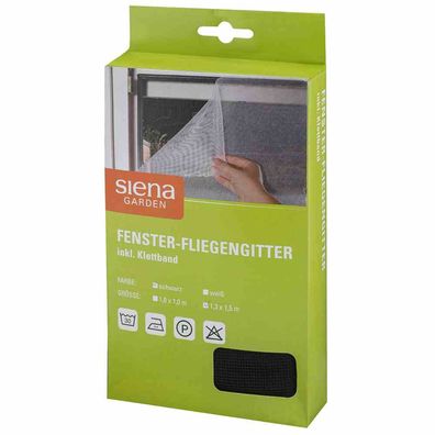 Fenster-Fliegengitter 1,3 x 1,5 m, schwarz