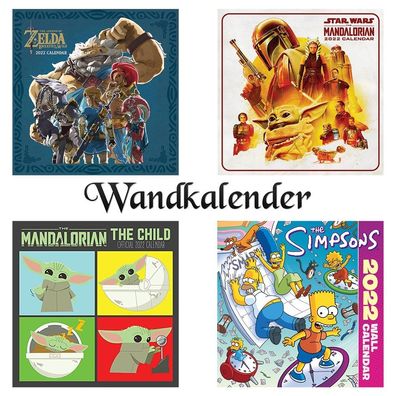Wandkalender - The Mandalorian / Legend of Zelda / The Simpsons - 2022