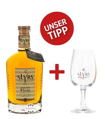 Slyrs Single Malt Whisky & Whiskyglas (43 % vol., 0,7 Liter) (43 % vol., hide)