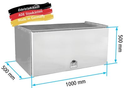 ADE Schubdeckelkasten Edelstahl 1000 x 500 x 500 mm, Werkzeugkasten, Staukasten, ...