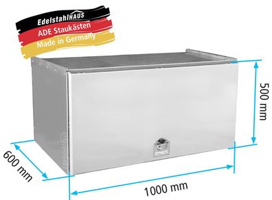 ADE Schubdeckelkasten Edelstahl 1000 x 500 x 600 mm, Werkzeugkasten, Staukasten, ...