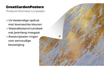 Gartenposter - 100x100 cm - Marmor - Blau - Gold (Gr. 100x100 cm)