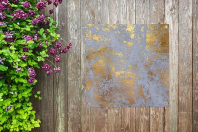 Gartenposter - 100x100 cm - Marmor - Blau - Gold - Luxus (Gr. 100x100 cm)