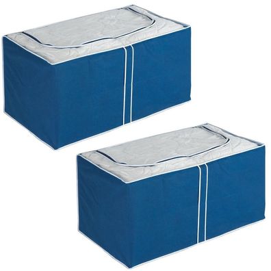 WENKO Jumbo-Box Air - atmungsaktives Vlies, dunkelblau, 2 Stücke
