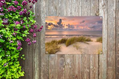 Gartenposter - 60x40 cm - Feuriger Sonnenuntergang über dem Strand von Nes auf Amelan