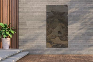 Gartenposter - 80x160 cm - Die Hölle und die Flut - Gemälde von Hieronymus Bosch