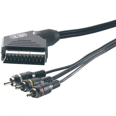 Vivanco 2m Scart Cinch AdapterKabel IN/ OUT ScartStecker AV für TV PC Camcorder
