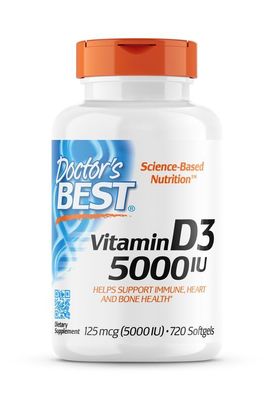 Doctor's Best, Vitamin D3 Depot, 5000 I. E, 720 Weichkapseln