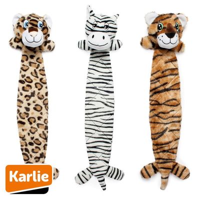 Karlie Plüsch-Hundespielzeug Leopard/ Tiger/ Zebra Spielzeug Kuscheltier Quitschie