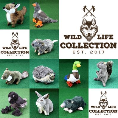 Wild Life Hundespielzeug - Plüsch Kuscheltier - Spielzeug mit Quietscher + Seil