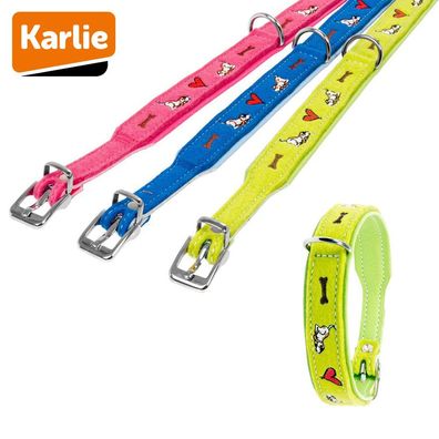 Karlie Halsband - Leder mit Filz - XXS/ XS/ S/ M/ L/ XL - Vollrindleder Hundehalsband