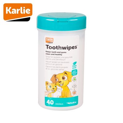 Karlie Petkin Pflegetücher - Zahnreinigung & Zahnpflege für Hunde/ Katzen 40 Stk