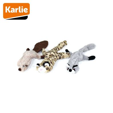 Karlie Plüsch-Hundespielzeug Wild Zoo - 3er Set Biber Leopard Waschbär - 30 cm