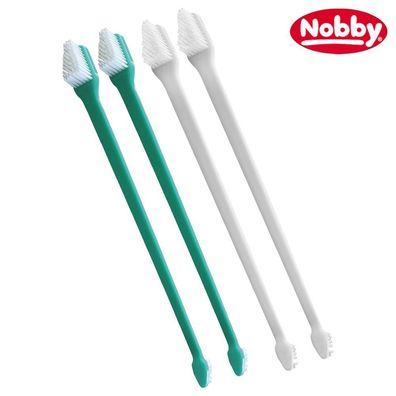 Nobby 2in1 Zahnbürsten - Set für Hunde und Katzen - 22 cm lang - 4 Stück