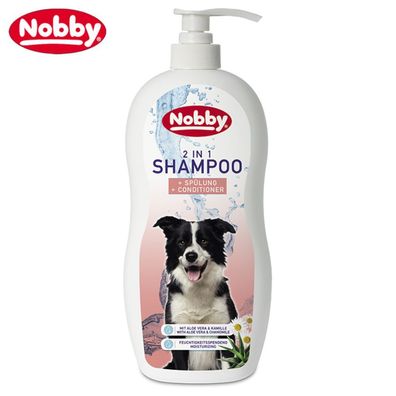 Nobby 2 in 1-Hundeshampoo - 1000 ml - Shampoo & Spülung mit Aloe Vera, Kamille