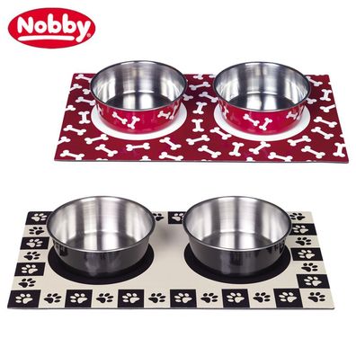 Nobby Magnetic-Set - 2x Napf - magnetische Unterlage - Futter Wasser Hundenapf