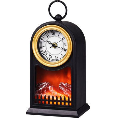 LED-Kamin mit Uhr und Flammeneffekt, 26 cm