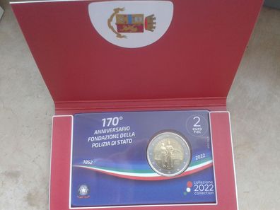 2 euro 2022 Italien coincard 170. Jahrestag Gründung der Nationalpolizei